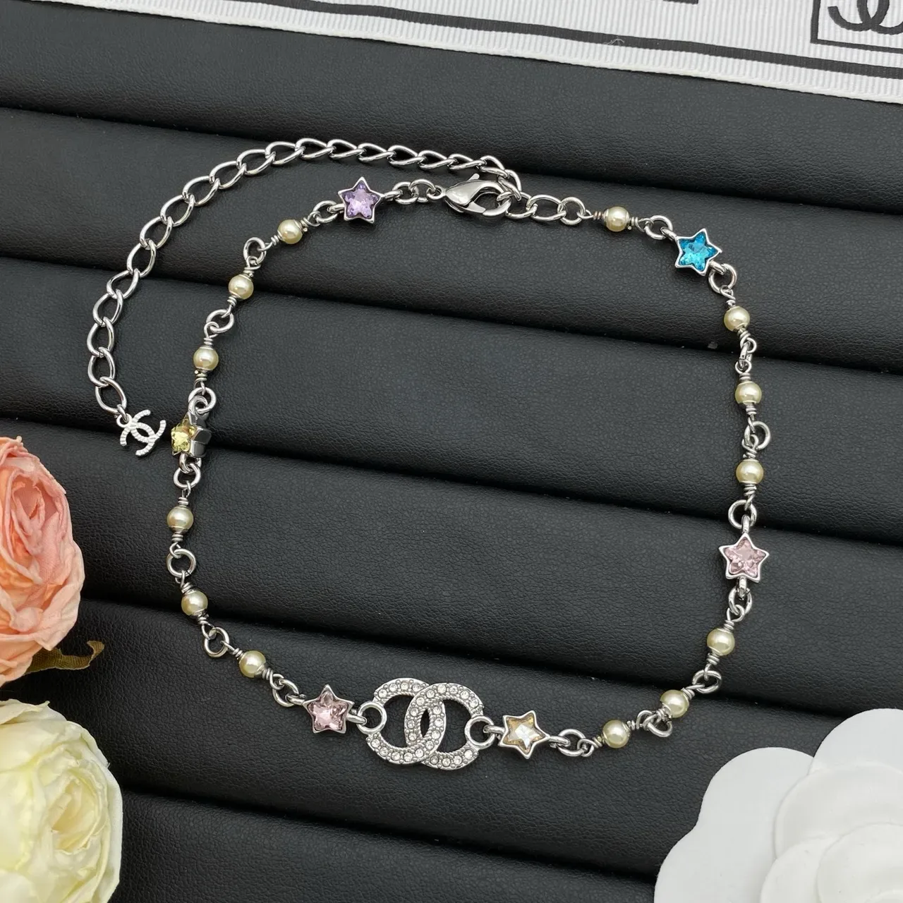 Chanel CC Star Collier de perles chaîne double 4