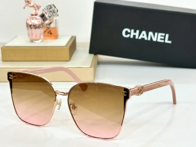 Chanel تفاصيل السلاسل الزرقاء والذهبية النظارات الشمسية 6