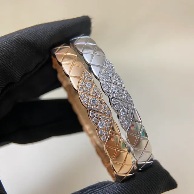 Chanel Coco Crush Gold Silver Quilted Matelassé Pavé Crystal Band Bracelet 2