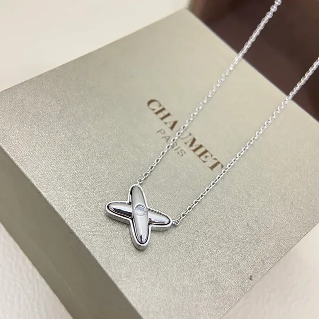 Chanel Collar Cruz Dorada Plata Pendiente Piedra Redonda Central 7