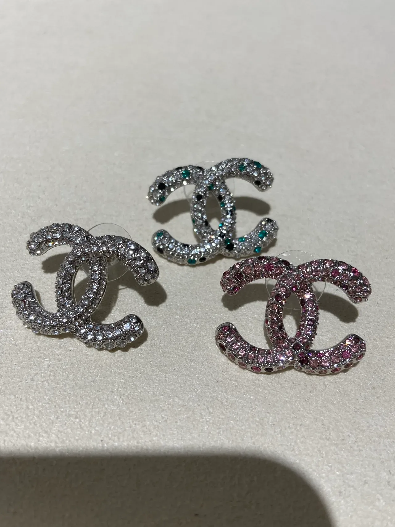 Chanel Double C Pavé Crystal Pink-Red Boucles d'oreilles 2