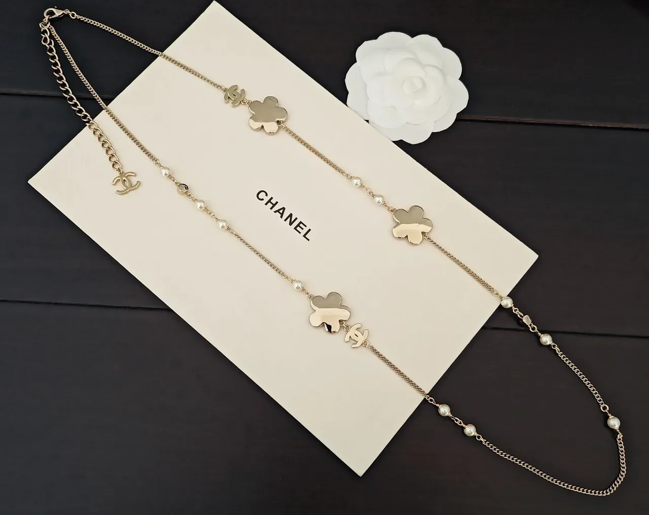 Chanel Floral Pearl and Crystal Chain Necklace 3