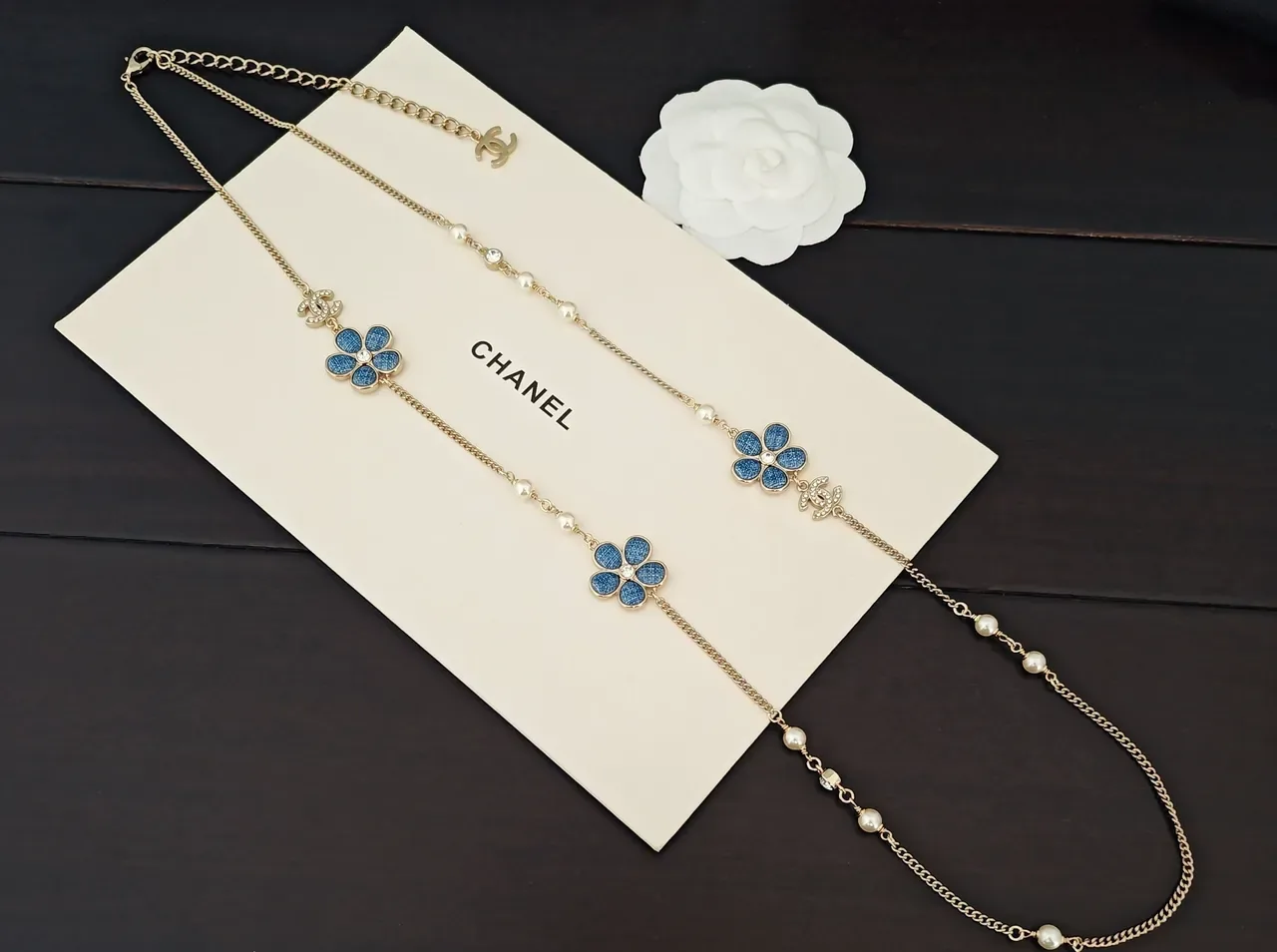Chanel Floral Pearl and Crystal Chain Necklace 4