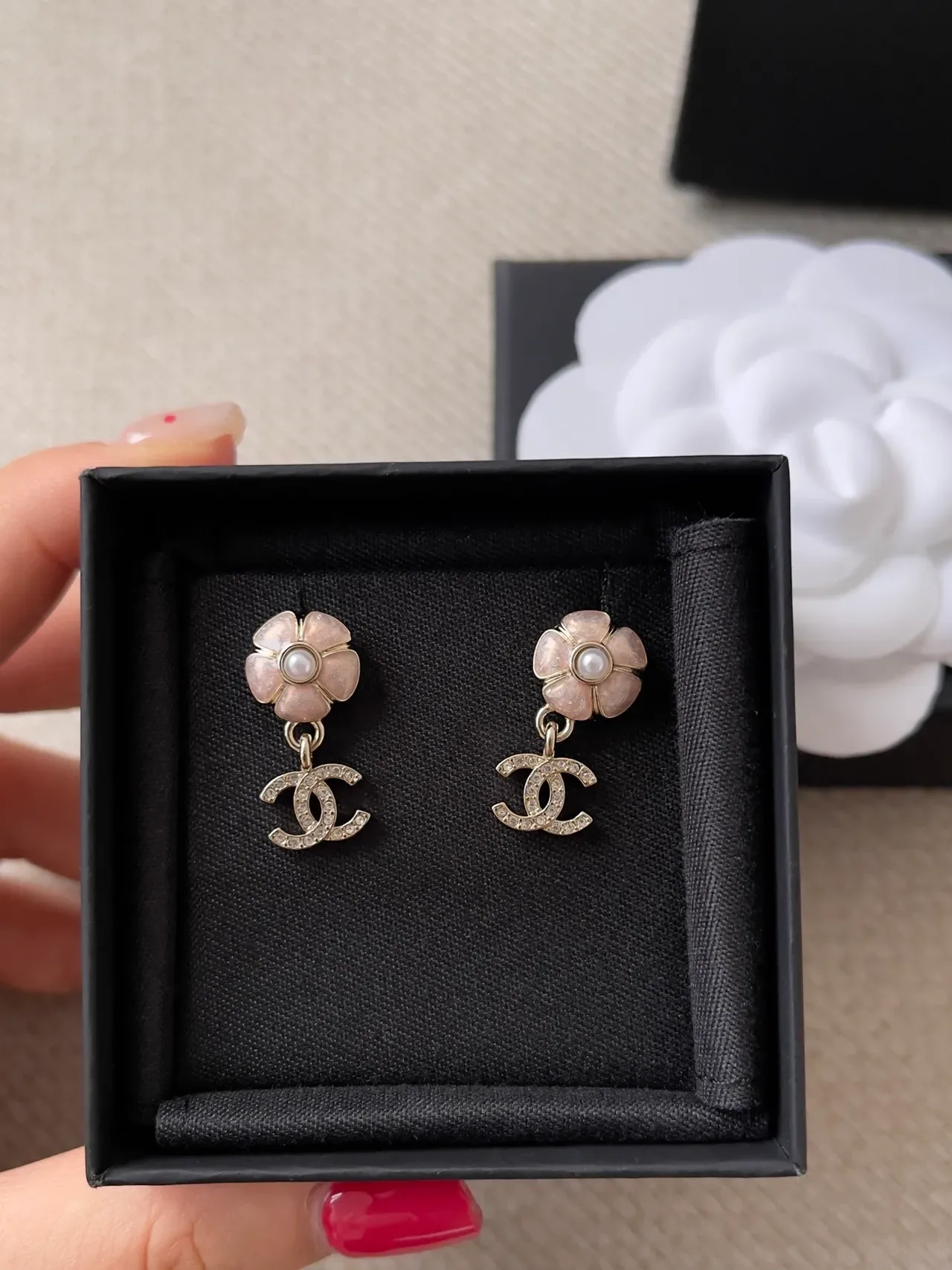 Chanel Floral Pearl CC Logo Drop Earrings 2