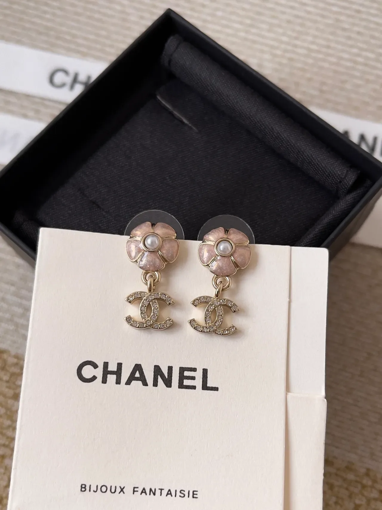 Chanel Floral Pearl CC Logo Drop Earrings 4