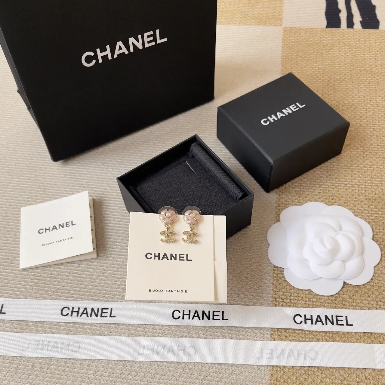 Chanel Floral Pearl CC Logo Drop Earrings 5