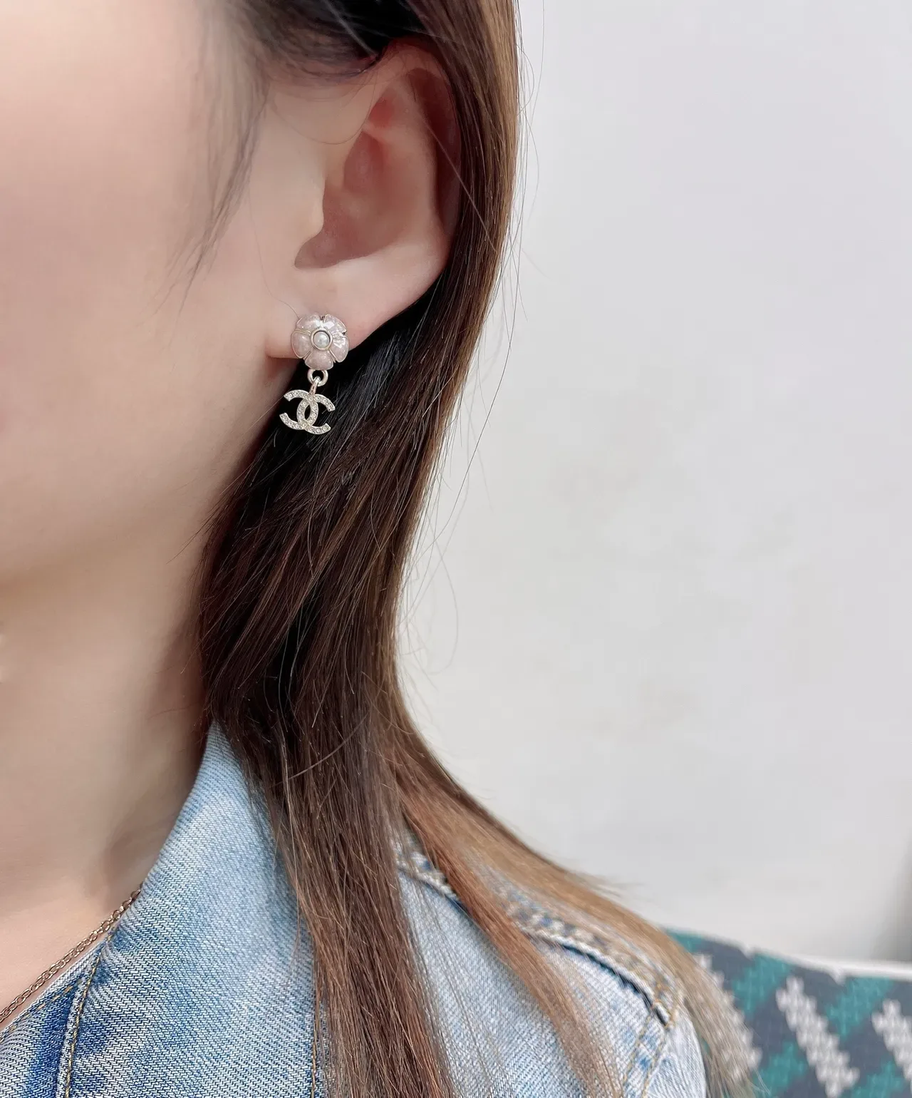 Chanel Floral Pearl CC Logo Drop Earrings 6