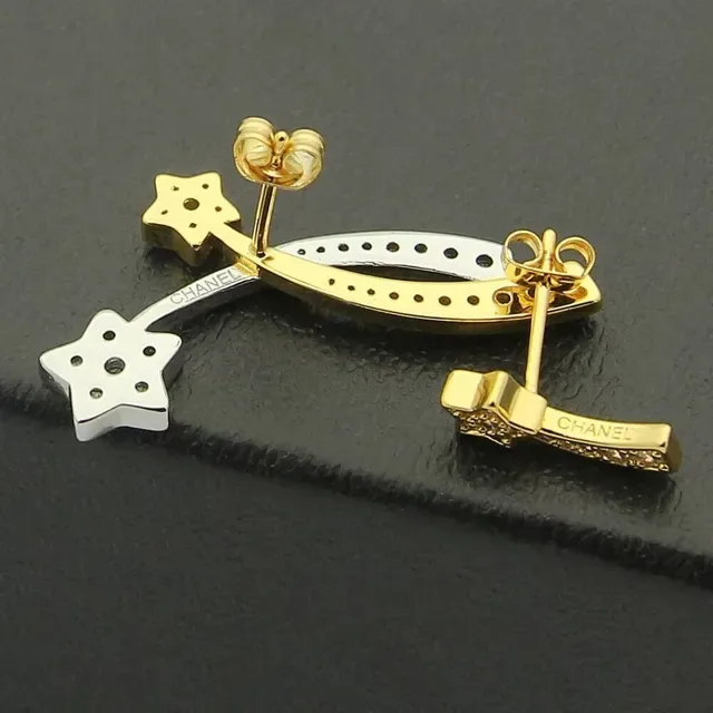 Chanel Gold Silver Comet-Shaped Dual-Tone Earrings 3