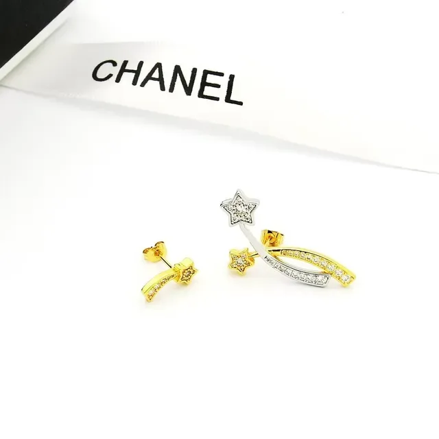 Chanel Gold Silver Comet-Shaped Dual-Tone Earrings 4