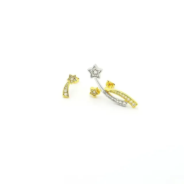 Chanel Gold Silver Comet-Shaped Dual-Tone Earrings 5