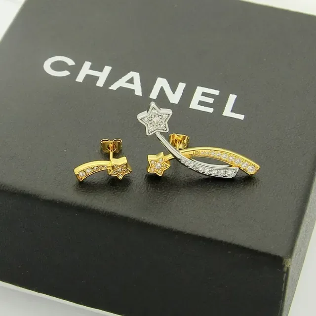 Chanel Gold Silver Comet-Shaped Dual-Tone Earrings 6