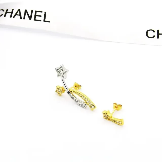 Chanel Gold Silver Comet-Shaped Dual-Tone Earrings 7