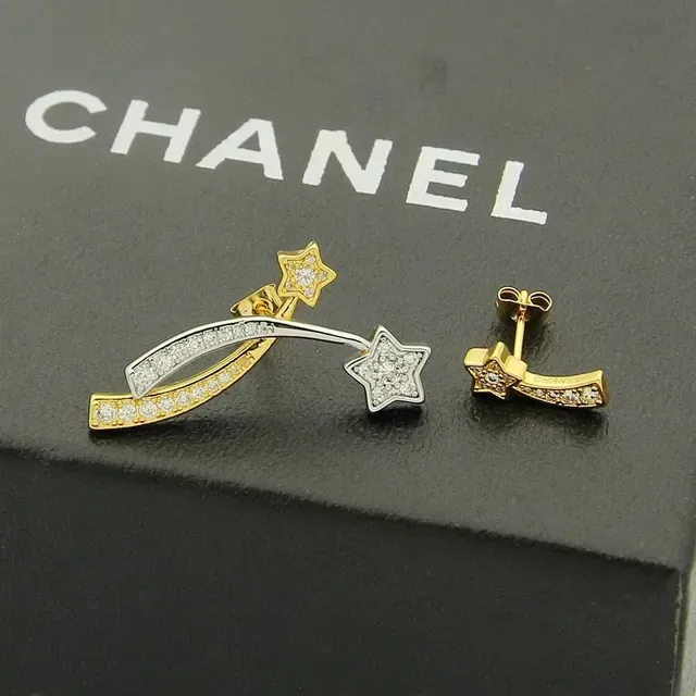 Chanel Gold Silver Comet-Shaped Dual-Tone Earrings 8