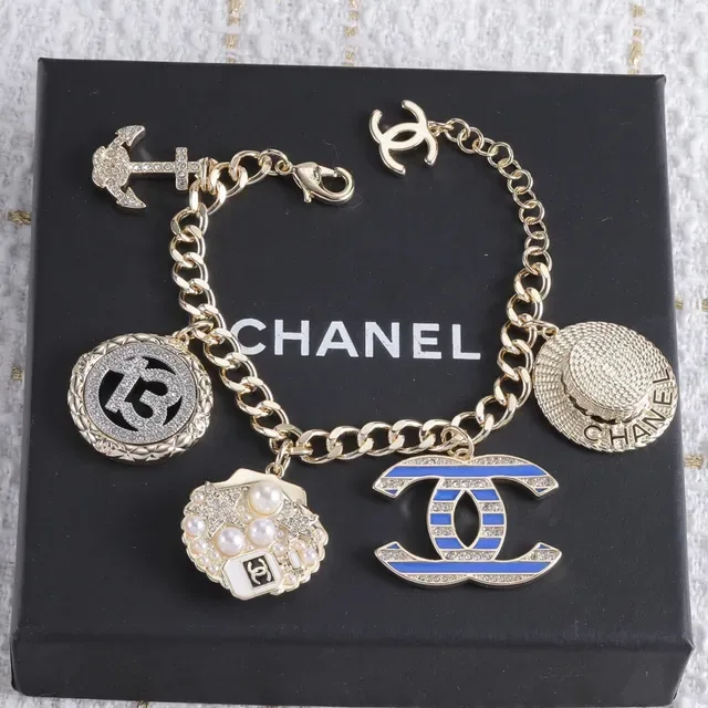 Chanel Multi-Charm Gold-Tone Enamel and Pearl Bracelet 5