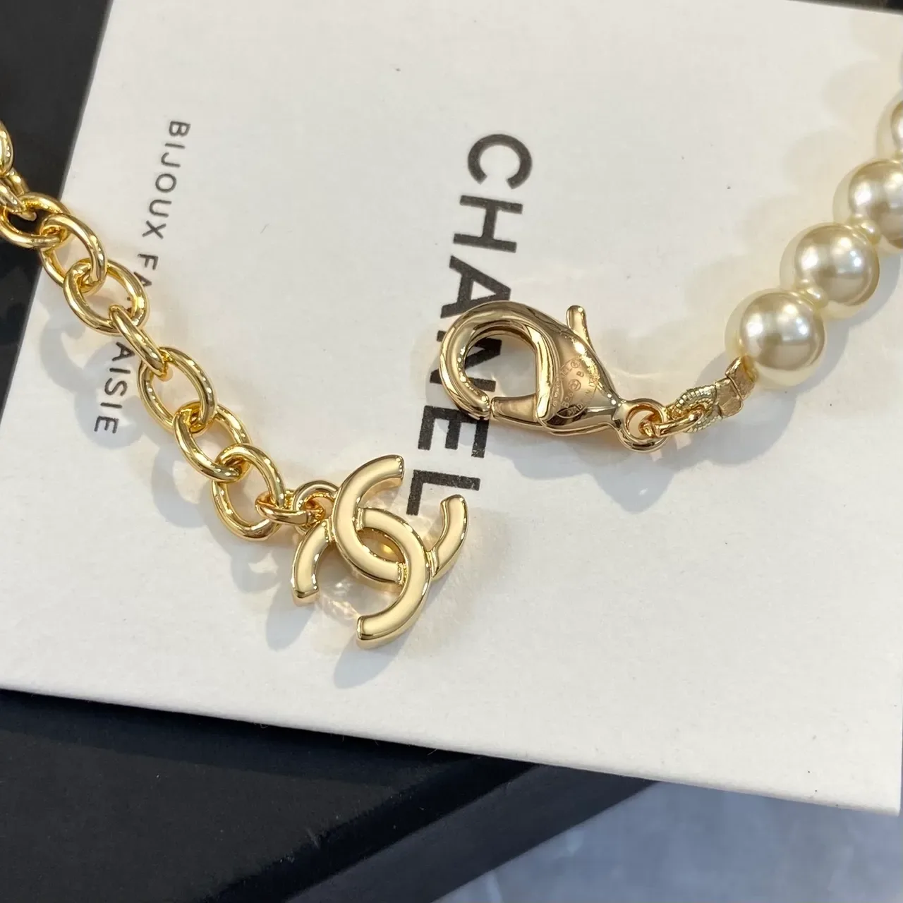 Chanel Pearl and Gold-Tone CC Charm Bracelet 2