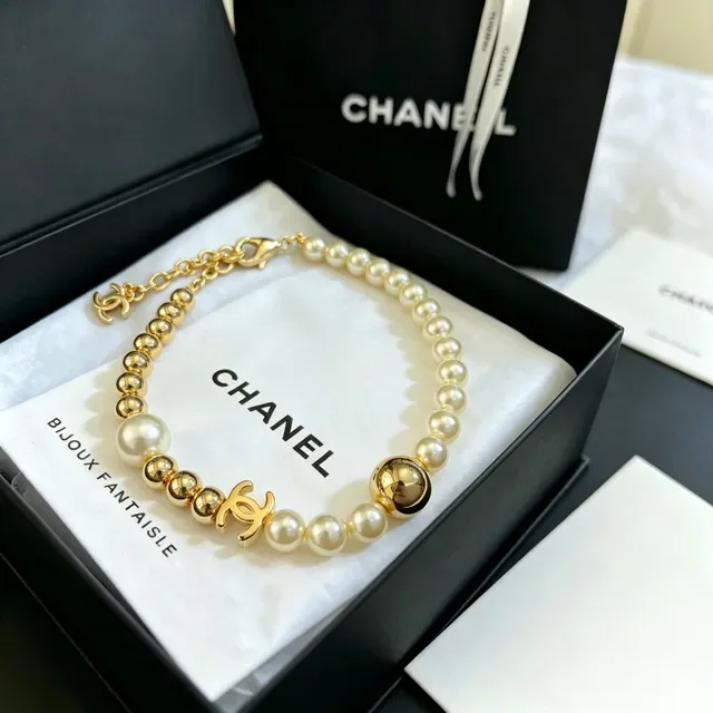 Chanel Pearl and Gold-Tone CC Charm Bracelet 3