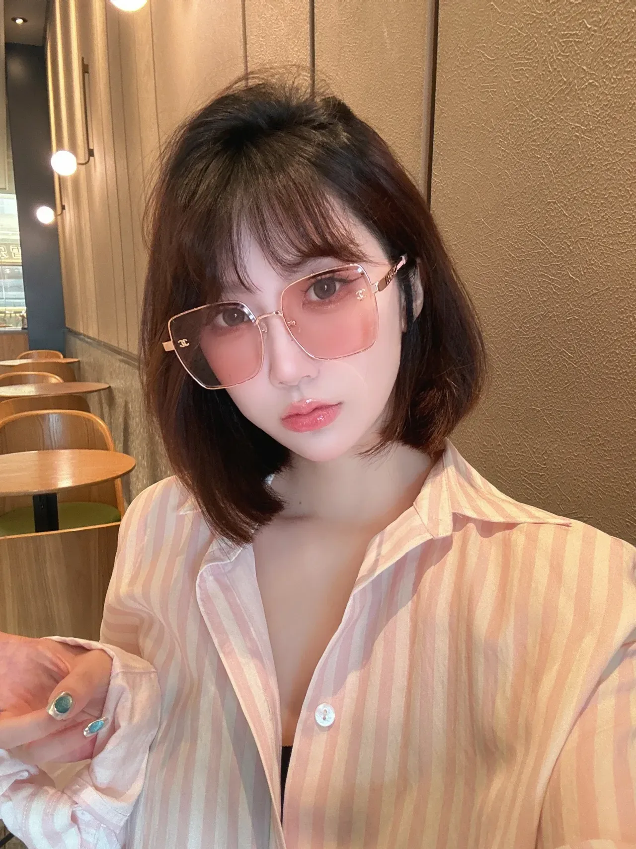 Chanel Rosa Dorado Oversized Marco Cuadrado Lentes Gradient Gafas de Sol 6