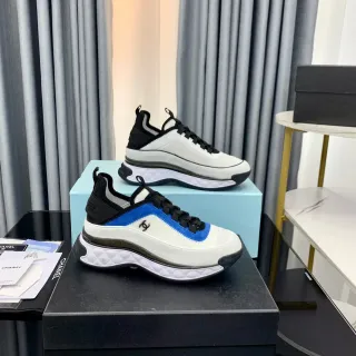 Chanel White Blue Midsole Quilted Outsole Chunky Sneakers