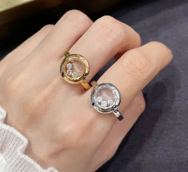 Chopard Happy Diamonds Anillos de Cúpula de Cristal Giratoria 9