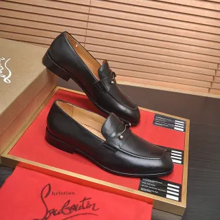Christian Louboutin Horsebit Loafer Noir Rouge Cuir Boucle Loafer