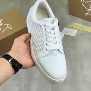 Christian Louboutin Baskets lifestyle blanches en maille et cuir low-top