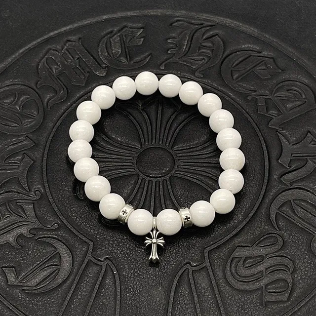 Chrome Hearts Beaded Cross Bracelet White and Pink Stone Bracelets 3