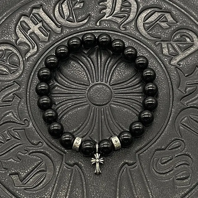 Chrome Hearts Beaded Cross Bracelet White and Pink Stone Bracelets 5