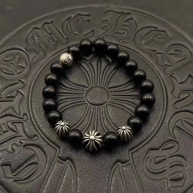 Chrome Hearts Beaded Cross Bracelet White and Pink Stone Bracelets 6