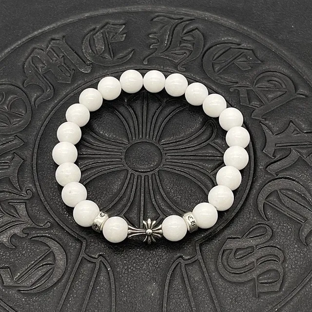 Chrome Hearts Beaded Cross Bracelet White and Pink Stone Bracelets 8