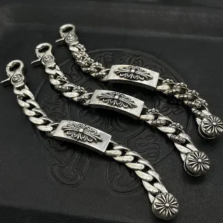 Chrome Hearts Cross Fleur उत्कीर्ण चांदी का कंगन