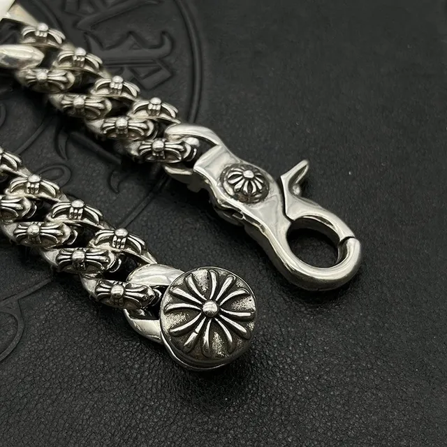 Chrome Hearts Cross Fleur Bracelet Argent Gravé 5