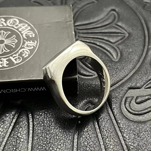 Chrome Hearts Cross Signet Ring Silver Black Rectangular Face Ring 6