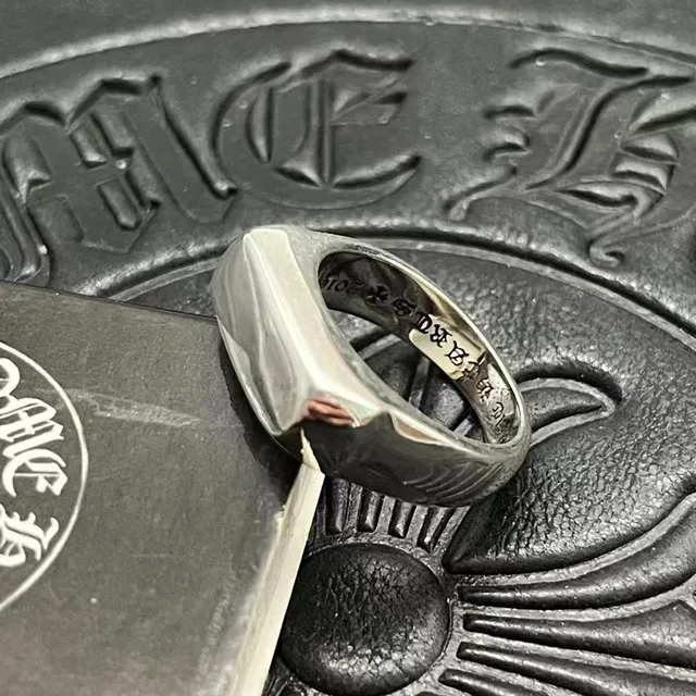 Chrome Hearts Cross Signet Ring Silver Black Rectangular Face Ring 9