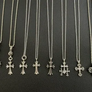 Chrome Hearts Crucifix चांदी धातु क्रॉस पेंडेंट नेकलेस