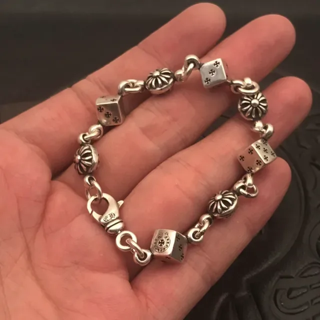 Chrome Hearts Pulsera Dados Plata Charms Motivos Florales Sunburst 5