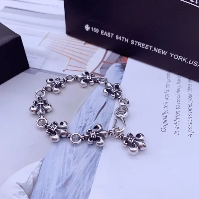 Chrome Hearts Fleur-de-Lis Link সিলভার-টোন ব্রেসলেট 3