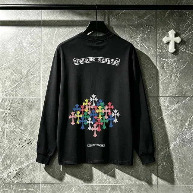 Chrome Hearts Graphic Tee Black Multicolor Long-Sleeve Crewneck T-Shirt 1