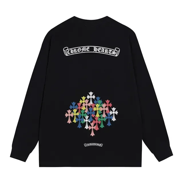 Chrome Hearts Graphic Tee Black Multicolor Long-Sleeve Crewneck T-Shirt 10