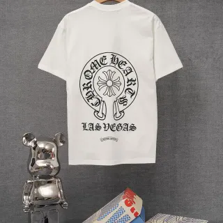 Chrome Hearts One Heart Las Vegas ग्राफिक प्रिंट सफ़ेद टी-शर्ट