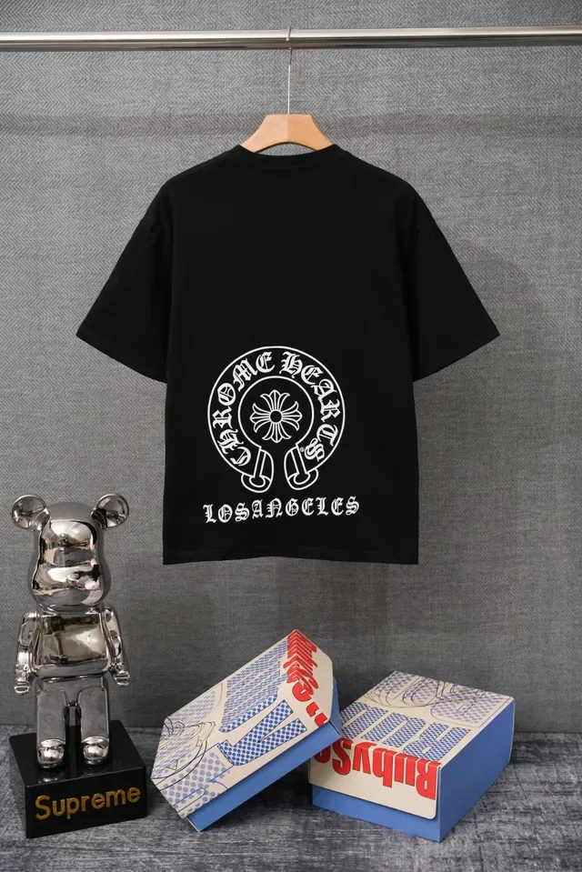 Chrome Hearts কালো এমব্রয়ডারি লোগো পকেট টি-শার্ট 4