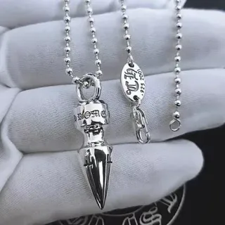Chrome Hearts Spike Pendant चाँदी बॉल चेन नेकलेस