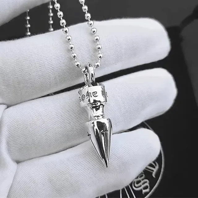 Chrome Hearts Spike Pendant चाँदी बॉल चेन नेकलेस 4