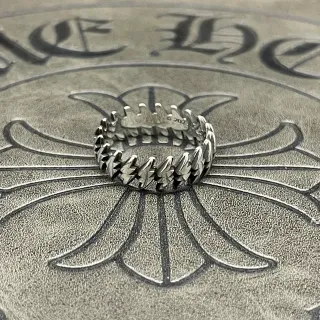 Chrome Hearts स्पाइक चेन अंगूठी चांदी कर्ब बैंड हाई पॉलिश मेटलिक अंगूठी