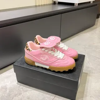 Coach Pink Brown Leather Upper Gum Rubber Sole Lifestyle Sneakers