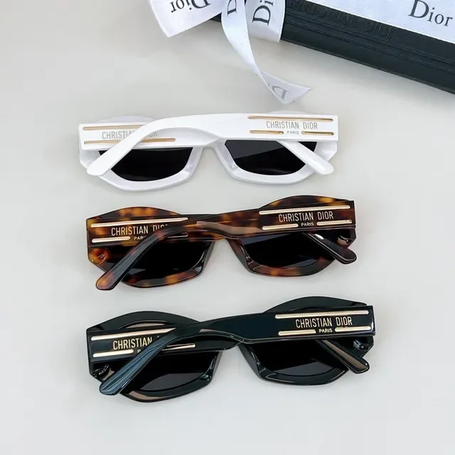 Dior Gafas de Sol Angulares Geométricas Brillantes Negro 4