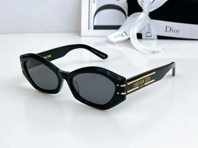 Dior Gafas de Sol Angulares Geométricas Brillantes Negro 5