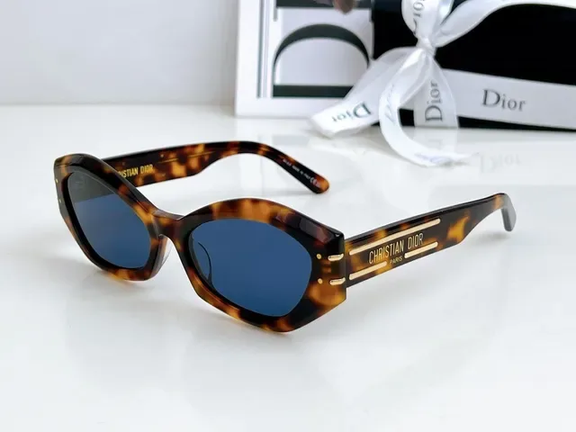 Dior Gafas de Sol Angulares Geométricas Brillantes Negro 6
