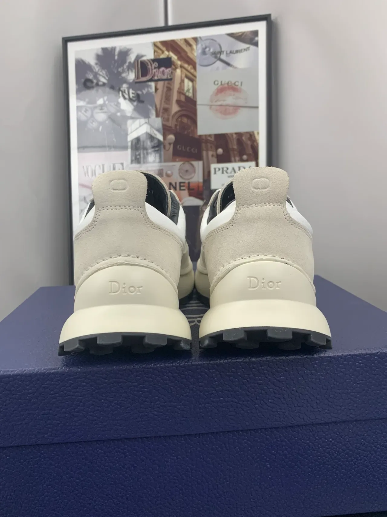Dior B23 Beige Blanc Matériau Mixte Tige Semelle Plateforme Épaisse Sneakers Lifestyle 2
