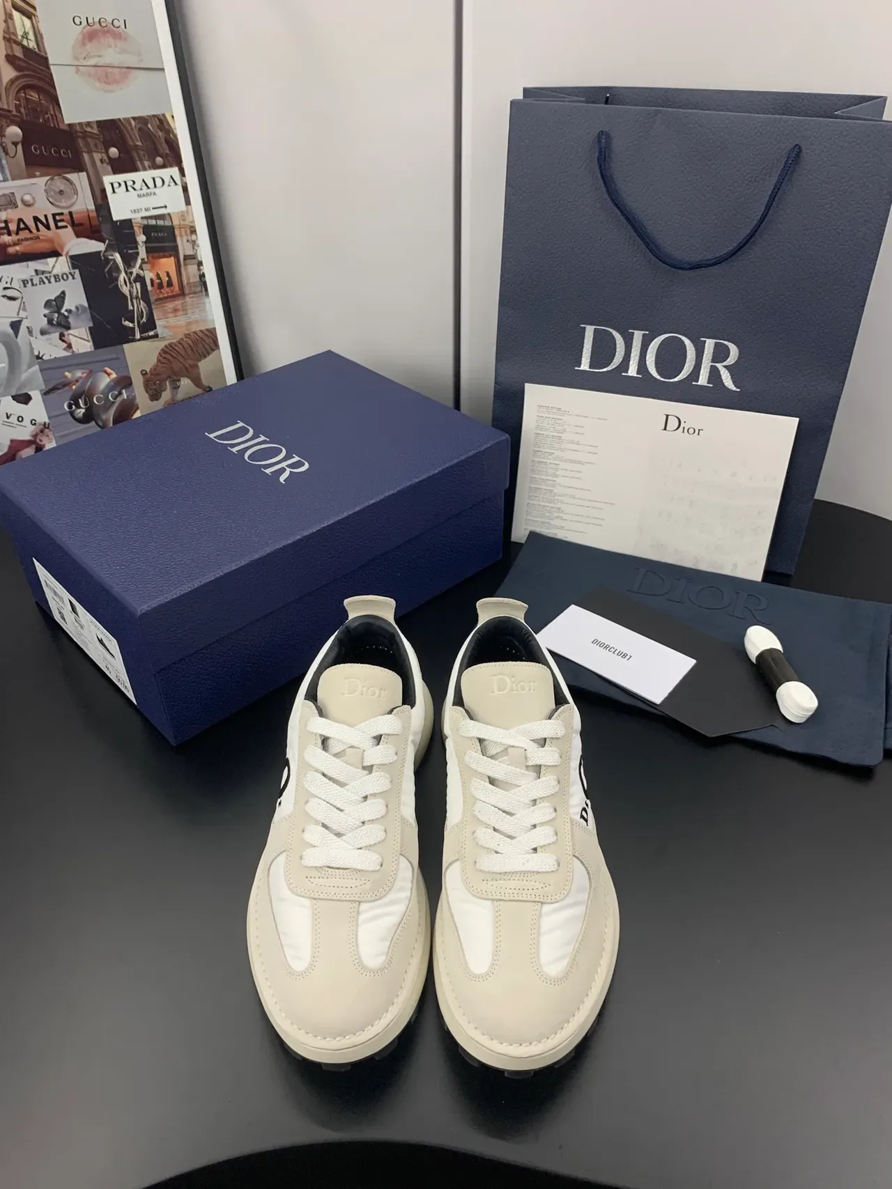 Dior B23 Beige Blanc Matériau Mixte Tige Semelle Plateforme Épaisse Sneakers Lifestyle 4