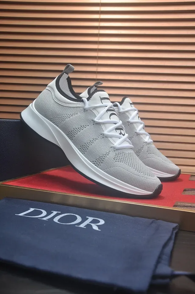 Dior B23 Gray Black Knit Mesh Upper Integrated Lace System Lifestyle Sneakers 3